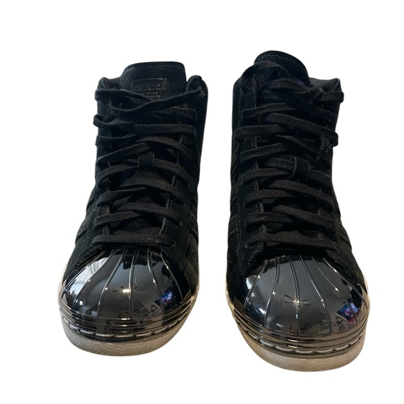 Adidas Black High-Top Sneakers with Silver Toe - Picture 3 of 4
